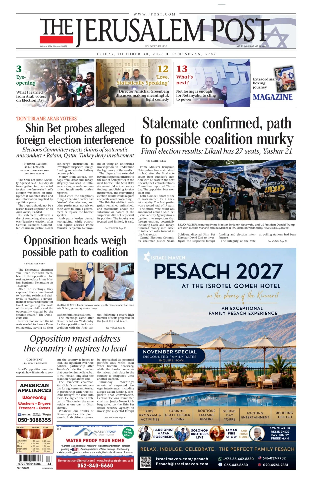 Prima-pagina-the jerusalem post-edizione-di-oggi-30-10-2026
